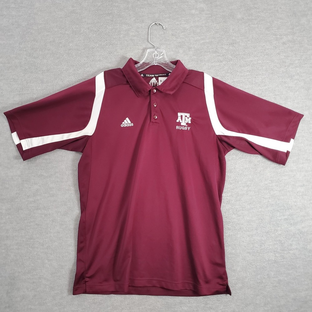 Texas‎ A&M Aggies Men Polo Shirt Medium Red Adidas Team Performance Climacool